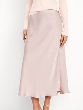 NWT Old Navy Cream Satin Maxi Skirt • Slip Skirt • Minimal Capsule • Size L